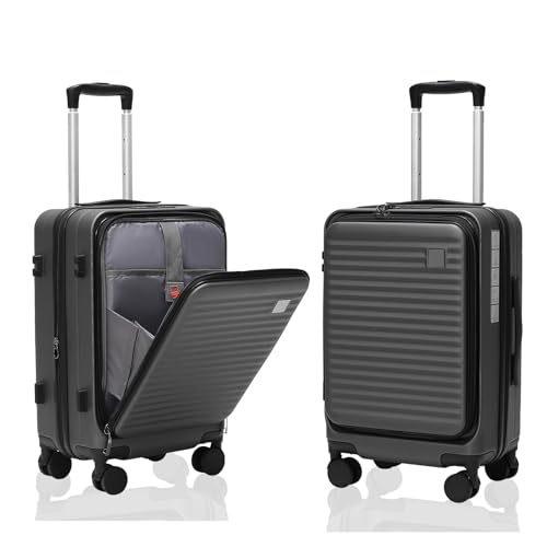 Expandable Carry On Luggage Durable Hardside Lightweight Rolling Suitcases with Spinner Wheels TSA Lock, (Black, 20-Inch)