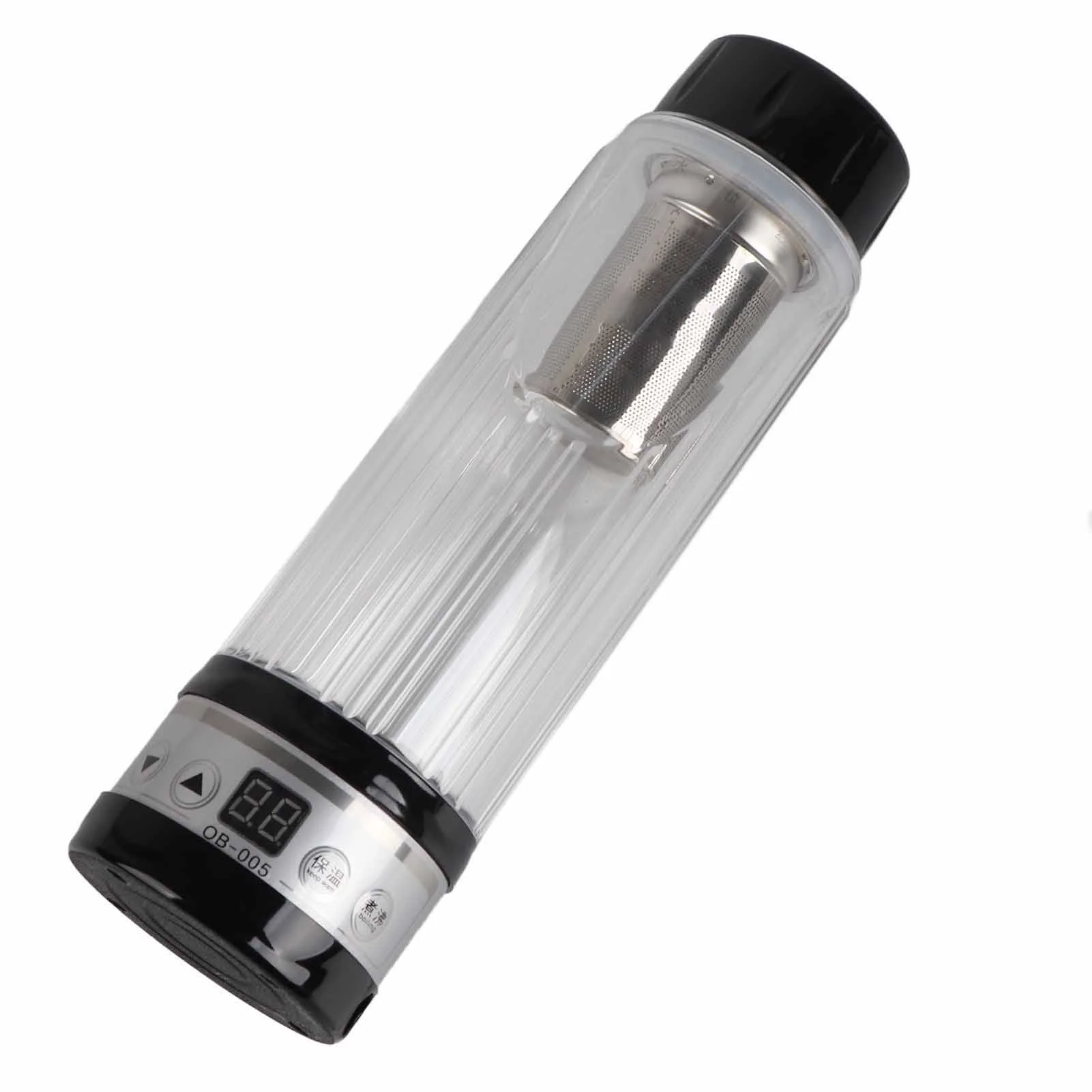 VIFERR Car Electric Kettle 12V / 24V 95W 420ml Car Electric Kettle Travel Tea Mug Water Heating Cup Bottle Holder(Black)