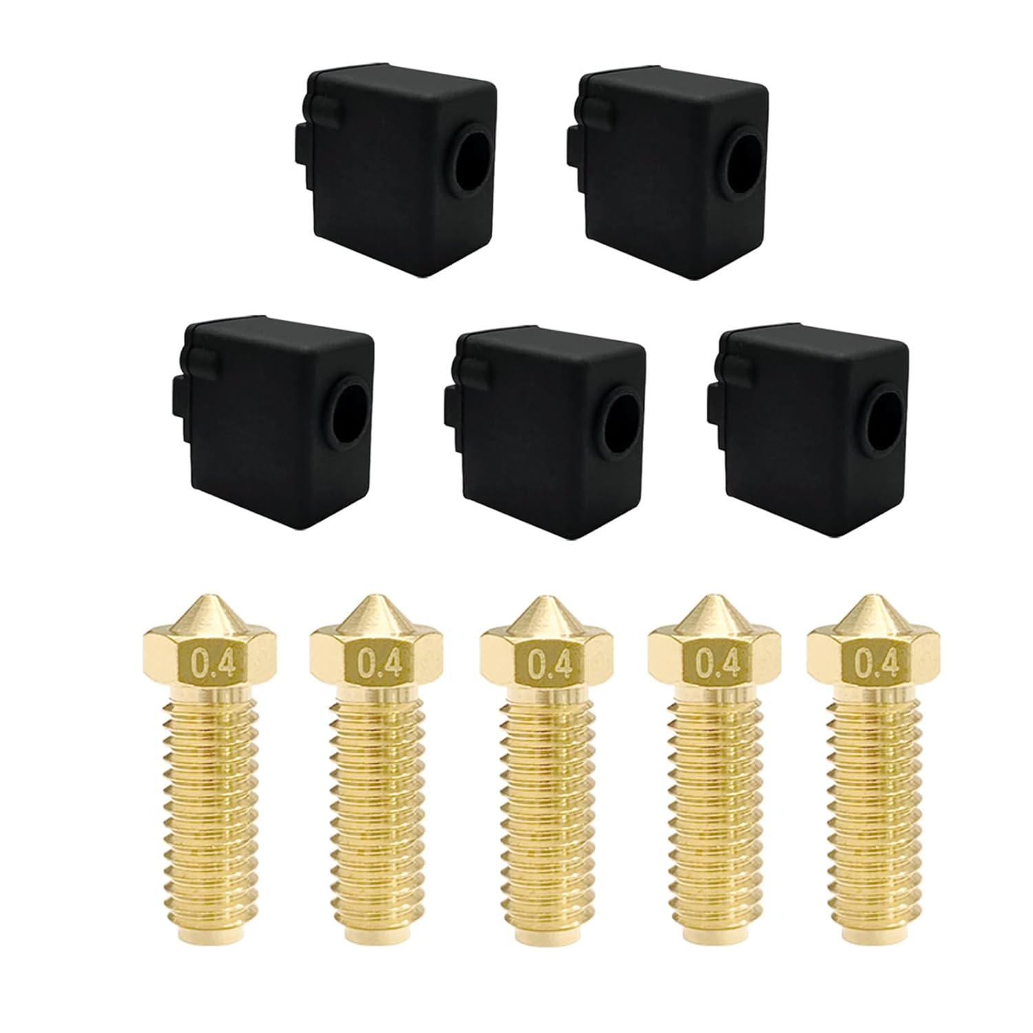 5PCS Nozzles and Silicone Socks for Kobra 2, 3D Printer Accessories 5PCS 0.4mm Brass Nozzles and 5PCS Silicone Socks for Kobra 2