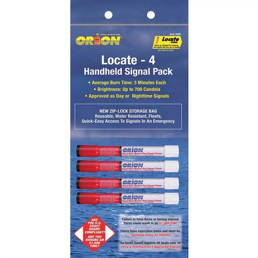 Orion Locate-4  Red Handheld Marine Boating Accessory Flares 4 Pack.
