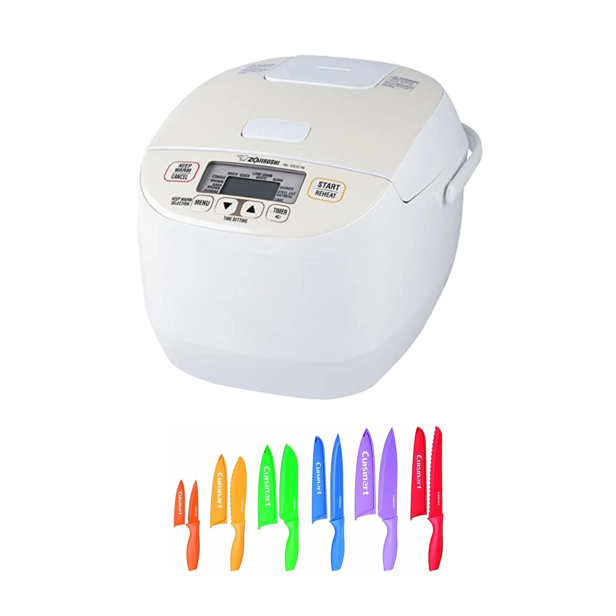 Zojirushi NL-DCC18CP Micom Rice Cooker and Warmer, 10 Cups (Pearl Beige) with 12 Piece Knife Set