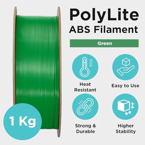Polymaker ABS Filament 1.75mm Black, ABS 3D Printer Filament 1.75mm Heat Resistant 1kg - PolyLite ABS 3D Printing Filament 1.75mm, Strong & Durable, Dimensional Accuracy +/- 0.03mm