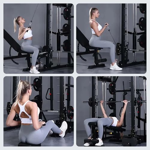 Smith Machine with Jammer Arms & Leg Press with Adjustable Dual Pulley Ratio (1:1 & 2:1), PMAX-4750 All-in-One Commercial & Home Gym Equipment, Heavy-Duty Steel Frame by RitKeep