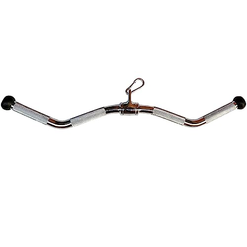 Lat Cable Machine Attachment Curl Pulldown Barbell Revolving Bar, Multi-Exerciser Cable Attachment, Solid Steel Tricep Press Down Bar with Rubber Handgrips & Revolving Hanger