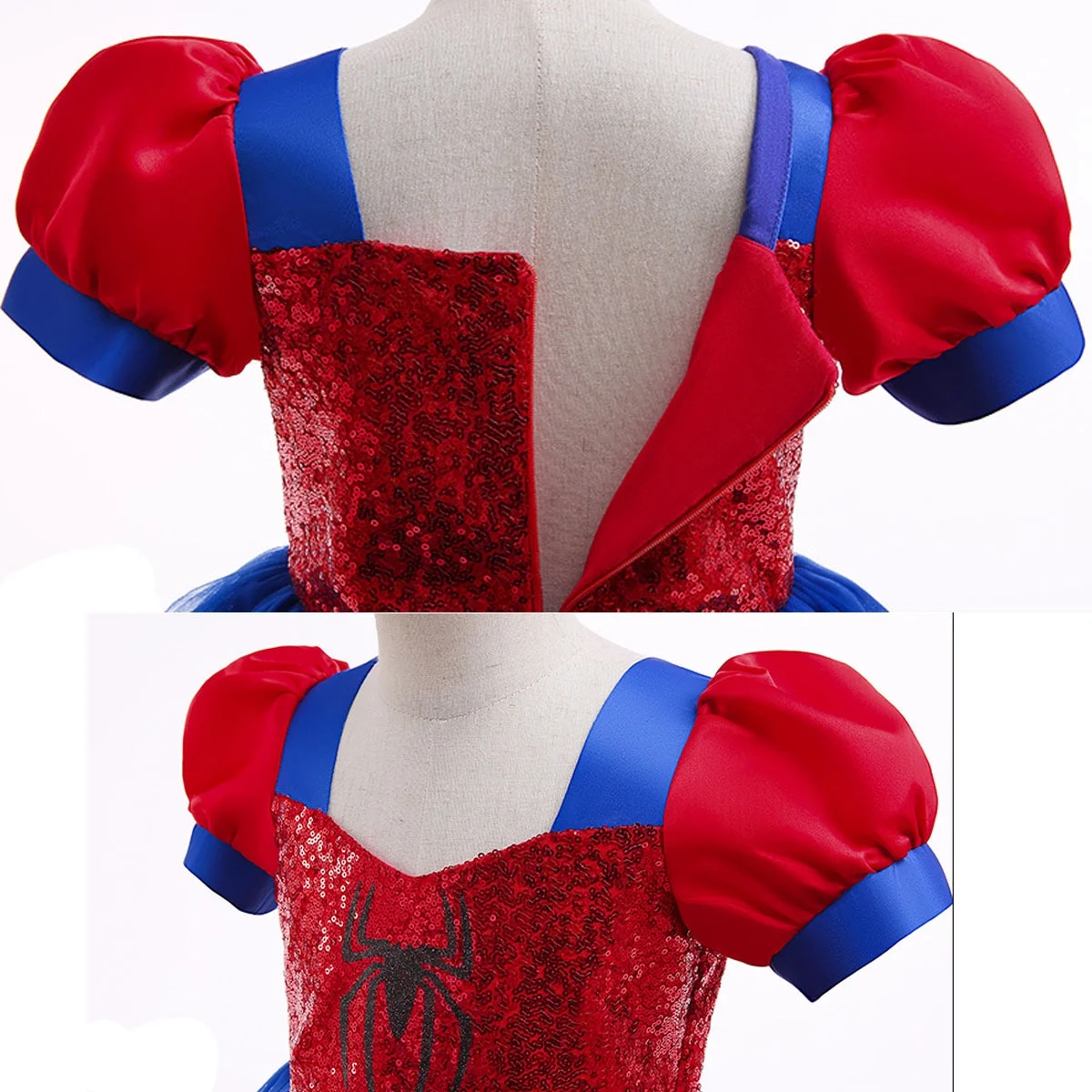 Girls Spiderman Cosplay Dress Halloween Party Costume with Eyemask