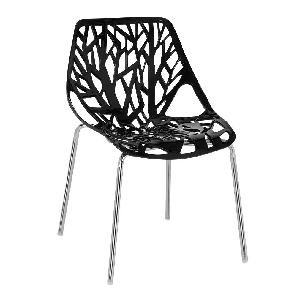 Ktaxon Dining Chairs (Set of 4)  Modern Nest Style Lounge Chairs Kid-Friendly Birch Chairs, Stackable Modern Chair Black