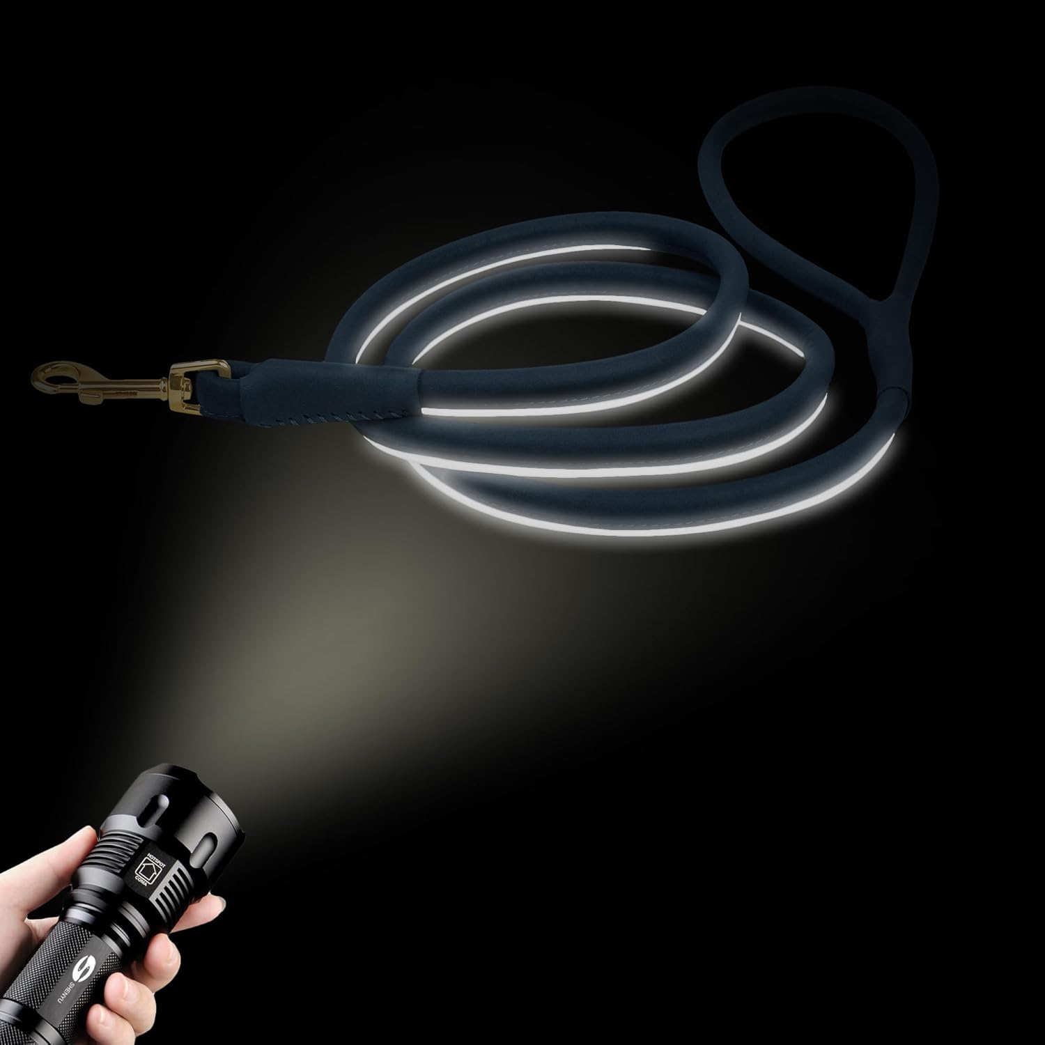 Small Rolled Leather Dog Collar and Leash Set Reflective 6ft Leather Leash with Dog Collar for Small Dogs Puppy, Green