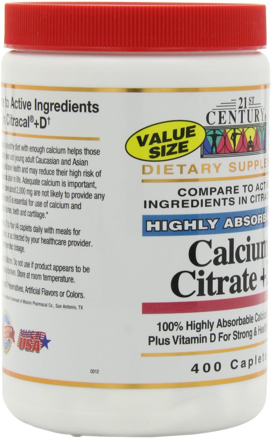 21st Century Vitamins Calcium Citrate + Vitamin D Caps