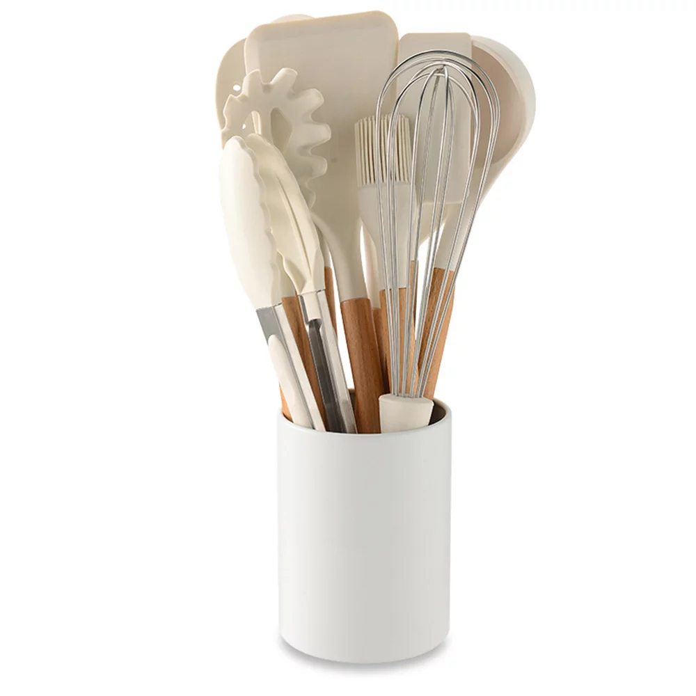 Dazzduo Kitchenware set,Silicone Utensil Set Tools Wooden Handle Kitchen Tools Kitchen Tools Wooden Set 10 PCS Heat Resistant Kitchen Resistant Kitchen Tools Non-Stick Kitchen Utensils
