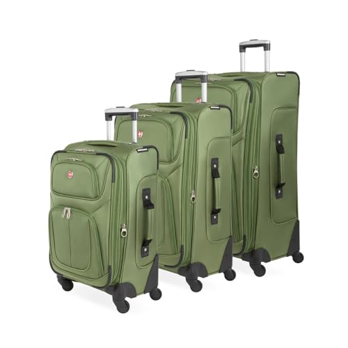 SwissGear Sion Softside Expandable Roller Luggage, Teal, 3 Piece Set (21/25/29)
