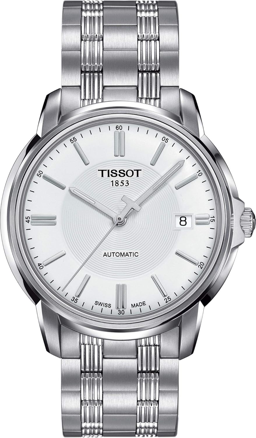 Tissot Mens Automatics III Date 316L Stainless Steel case Swiss Automatic Watch, Grey, Stainless Steel, 19 (T0654071103100)