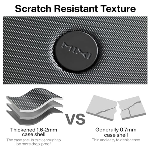 mixi Upgrade Carry on Luggage 14 Inch Underseat Personal Item Suitcases with Spinner Wheels, Hardside Rolling Suitcase PC with TSA Lock Lightweight Travel Case, Fine Grid Black