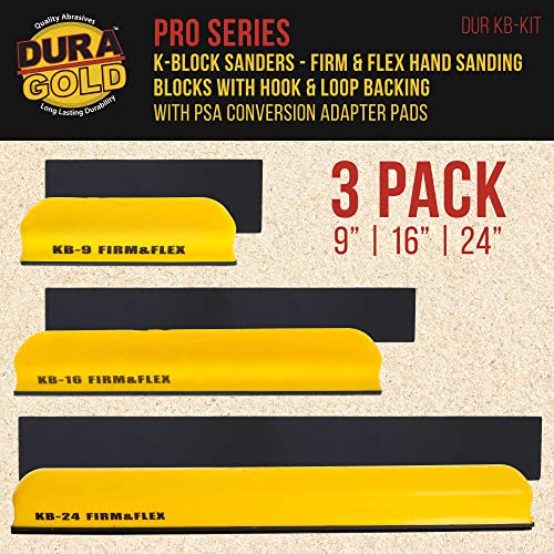Dura-Gold Pro Series K-Block Sander Firm & Flex Hand Sanding Block Kit, 9