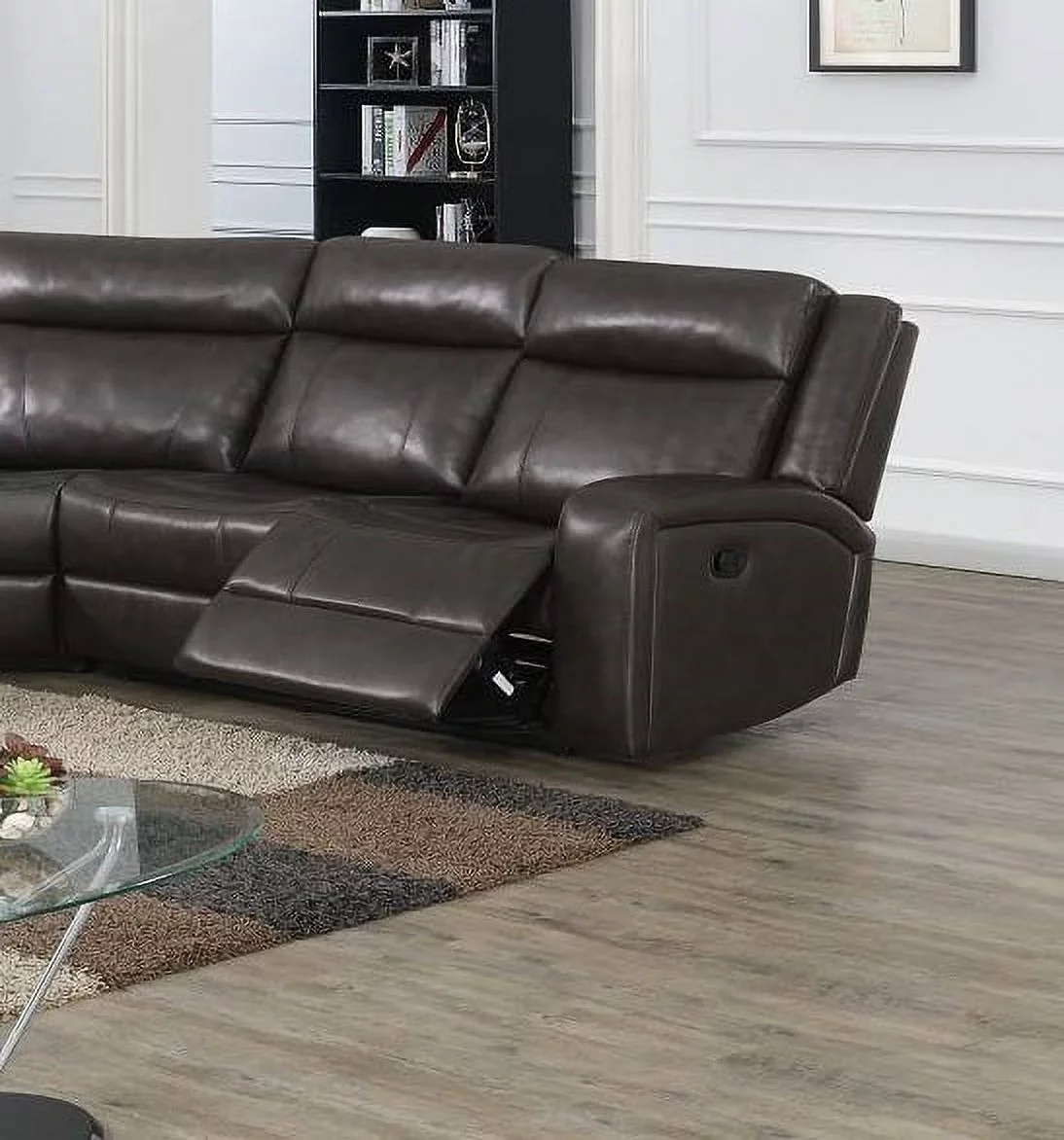Loveseat w Console Corner Wedge Spacious Seating Living Room Furniture Contemporary Reclining Motion Sectional Sofa Set Dark Brown