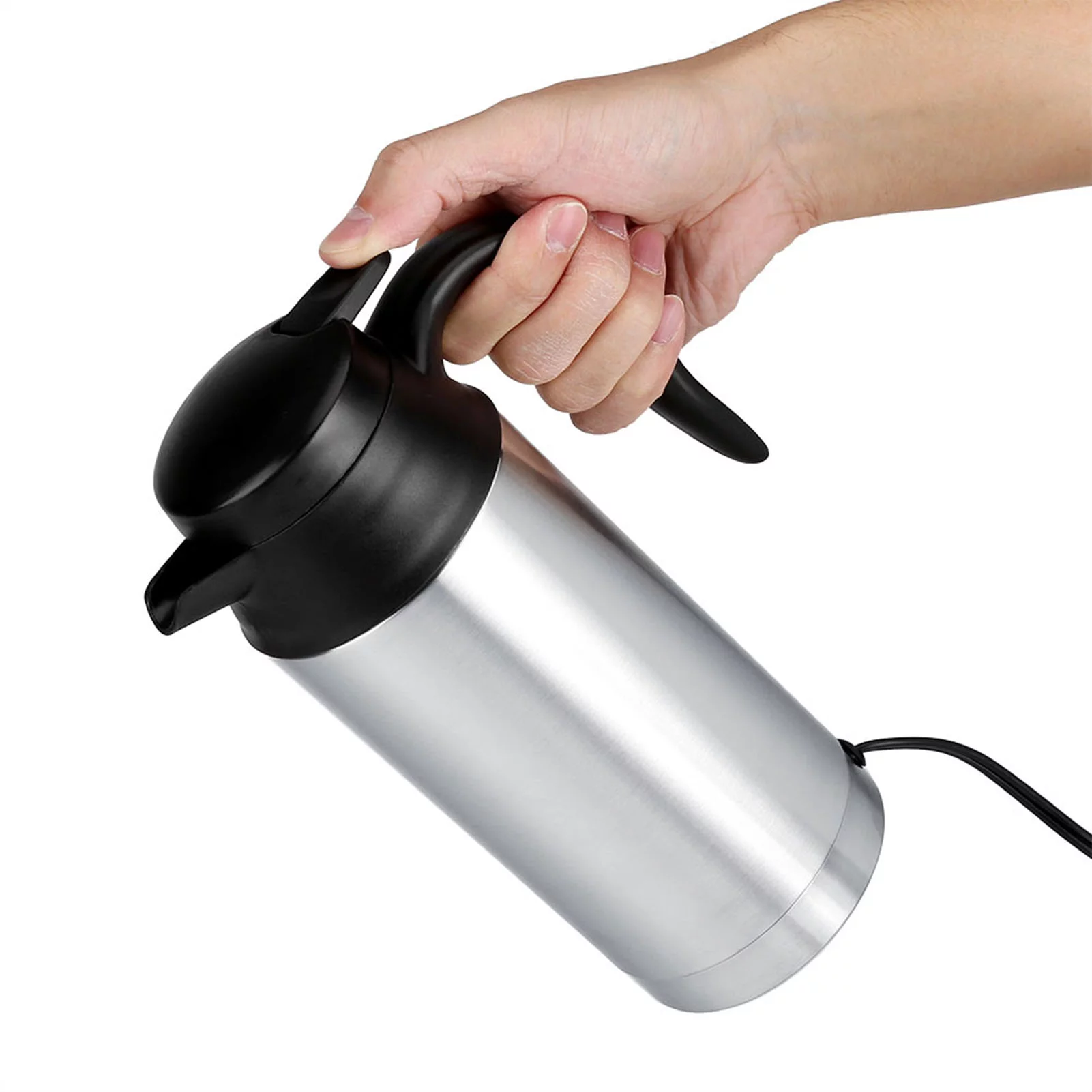 Regun Car Electric Bottle,12V 750ml Stainless Steel Electric Car Kettle Heating Cup Coffee Mug Travel Water Bottle