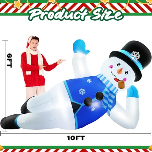 10FT Christmas Inflatables Snowman Outdoor Decorations, Blow Up Yard Decorations Inflatable Xmas Snowman with LED Lights for Lawn Garden Party Holiday Decor