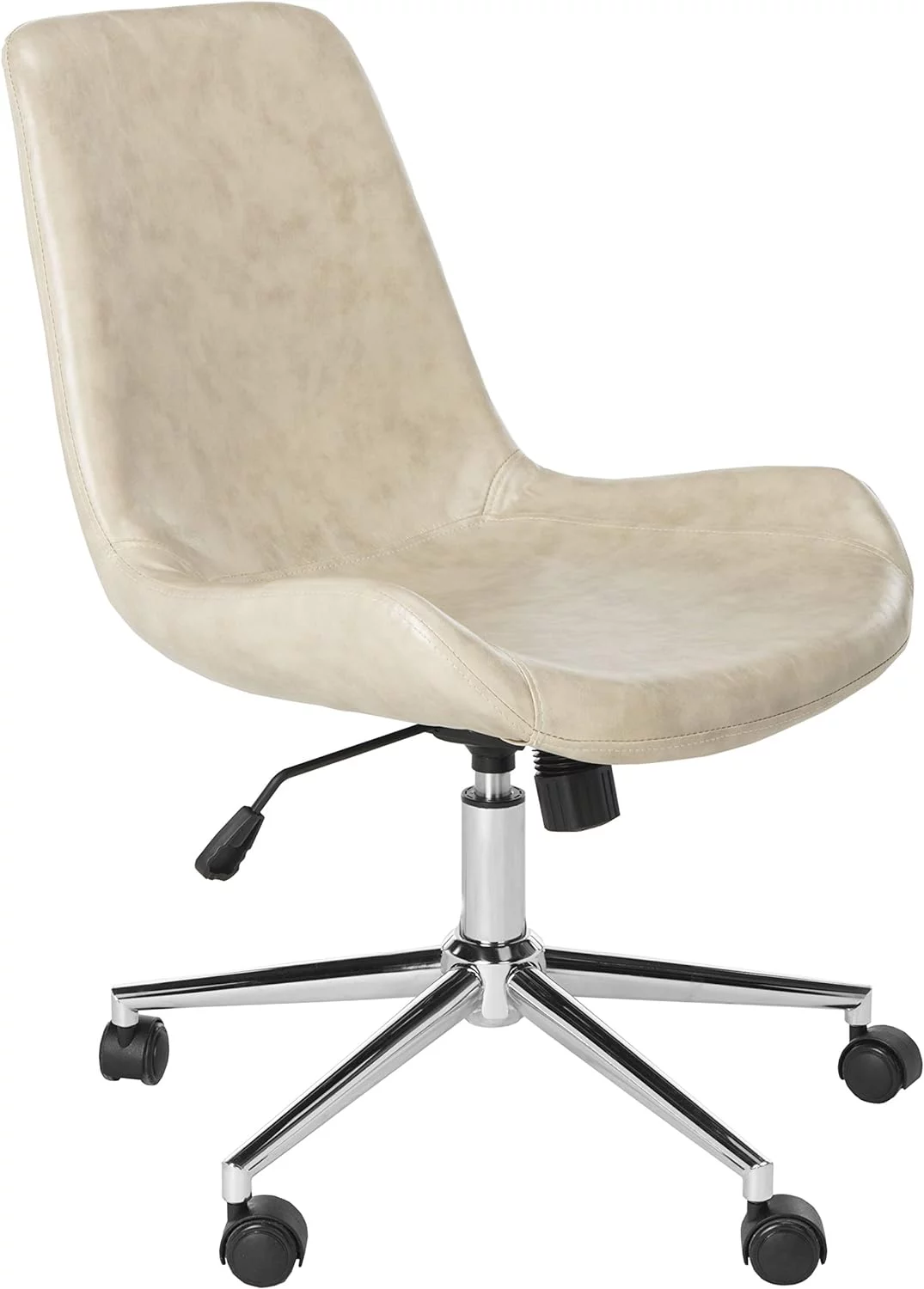 home collection fletcher beige faux leather/ chrome swivel adjustable height office desk chair
