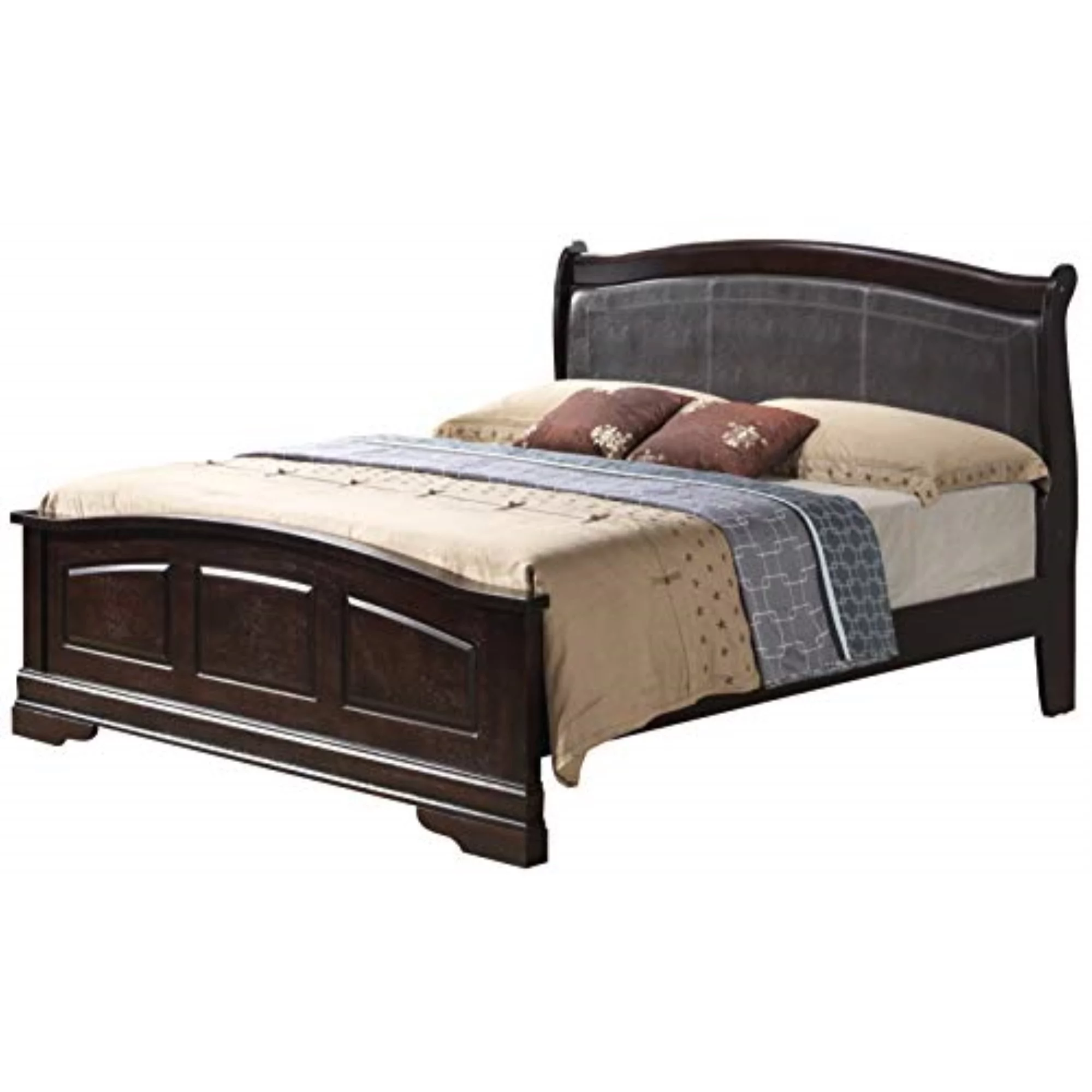 Glory Furniture Louis Phillipe King Panel Bed in Cappuccino