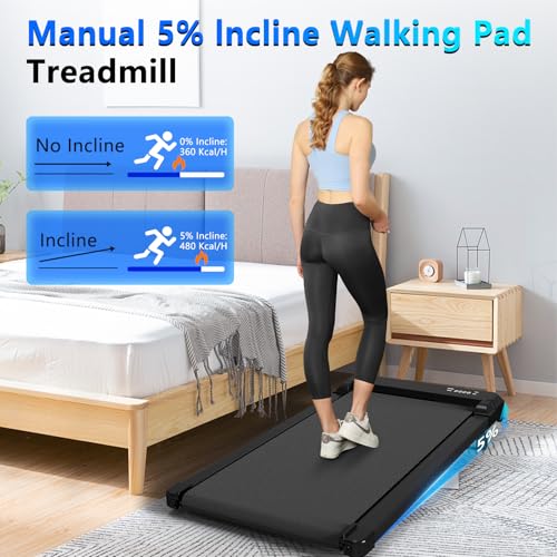 3-in-1 Walking Pad with Incline,2.5 HP Under Desk Treadmill for Home Office,265 LBS Compact Walking Treadmill with LED Display,No Assembly