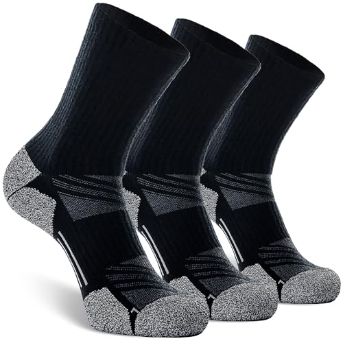 CWVLC Crew Hiking Socks, Cushion, Moisture Wicking, Arch Compression Boot Socks