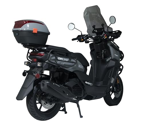 HHH Tank 200 DLX EFI Scooter Vitacci Tank 200 EFI Scooter 200cc motorcycle 13 inch wheels Fully Automatic, Windshield and Matching Rear Trunk ( Black )