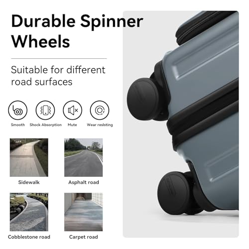 ROAMING Grace Expandable Carry On Luggage Airline Approved, 20 Inch Hardside Carry On Suitcase with Wheels, Travel Harshell Spinner Small Luggage with Tsa Lock, Jade cyan, 20-Inch Carry-On