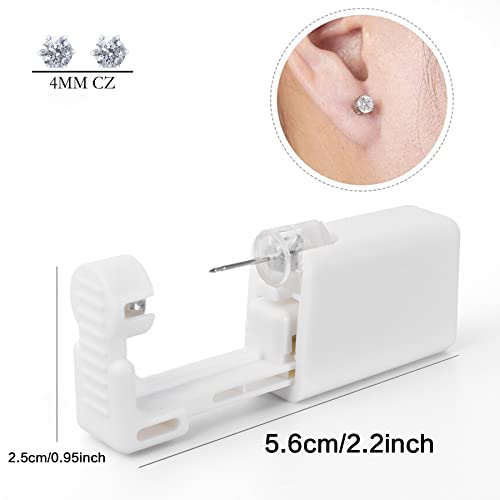 Anzero 16 Pcs Ear Piercing Kit, Disposable Ear Piercing Gun with Cubic Zirconia Stud, at Home Self Ear Piercer Kit (4MM Earrings Stud)