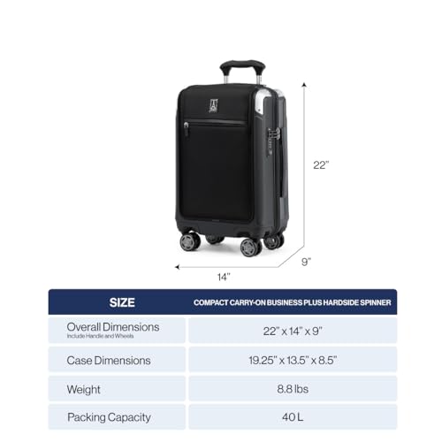 Travelpro Platinum Elite Hardside Expandable Carry on Luggage, 8 Wheel Spinner, TSA Lock, Hard Shell Polycarbonate Suitcase, Metallic Sand, Compact Carry on 20-Inch