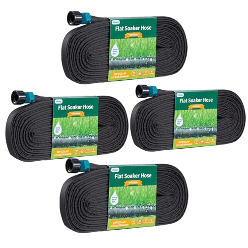 Flat Soaker Hose 50 100 FT for Garden Beds, 100Ft 1/2