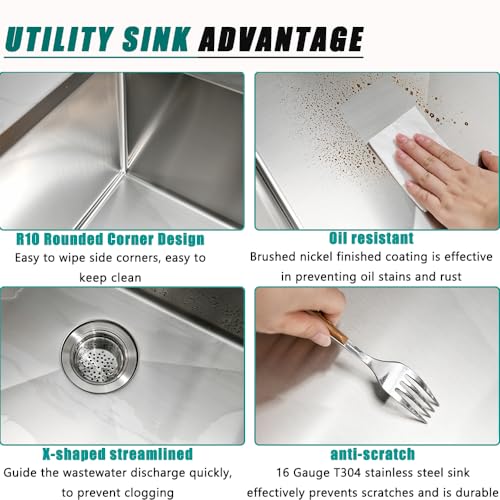 25 Inch Drop In Utility Sink with Faucet, 25