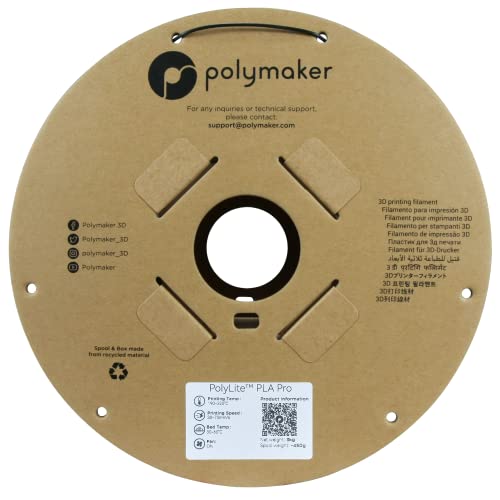 Polymaker PLA PRO Filament 1.75mm 1kg, Tough & High Rigidity White 3D Printing Filament, PolyLite PLA PRO 3D Printer Filament 1.75mm, Print with Most 3D Printers