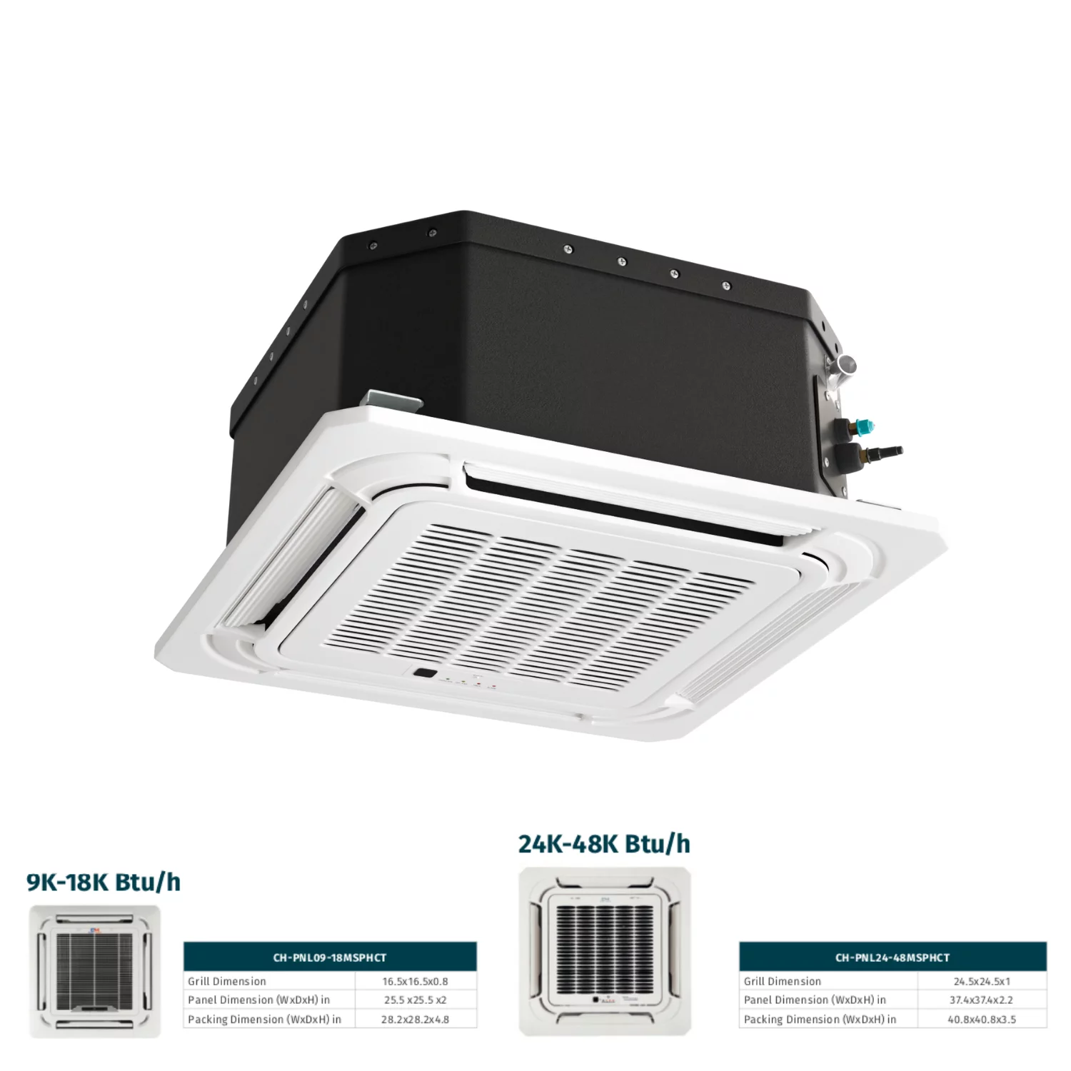 Cooper & Hunter 36000 BTU 230V Ceiling Cassette Dual 2 Zone Mini Split Heat Pump Air Conditioner 18K + 18K BTU Cover 2000 Sq Ft