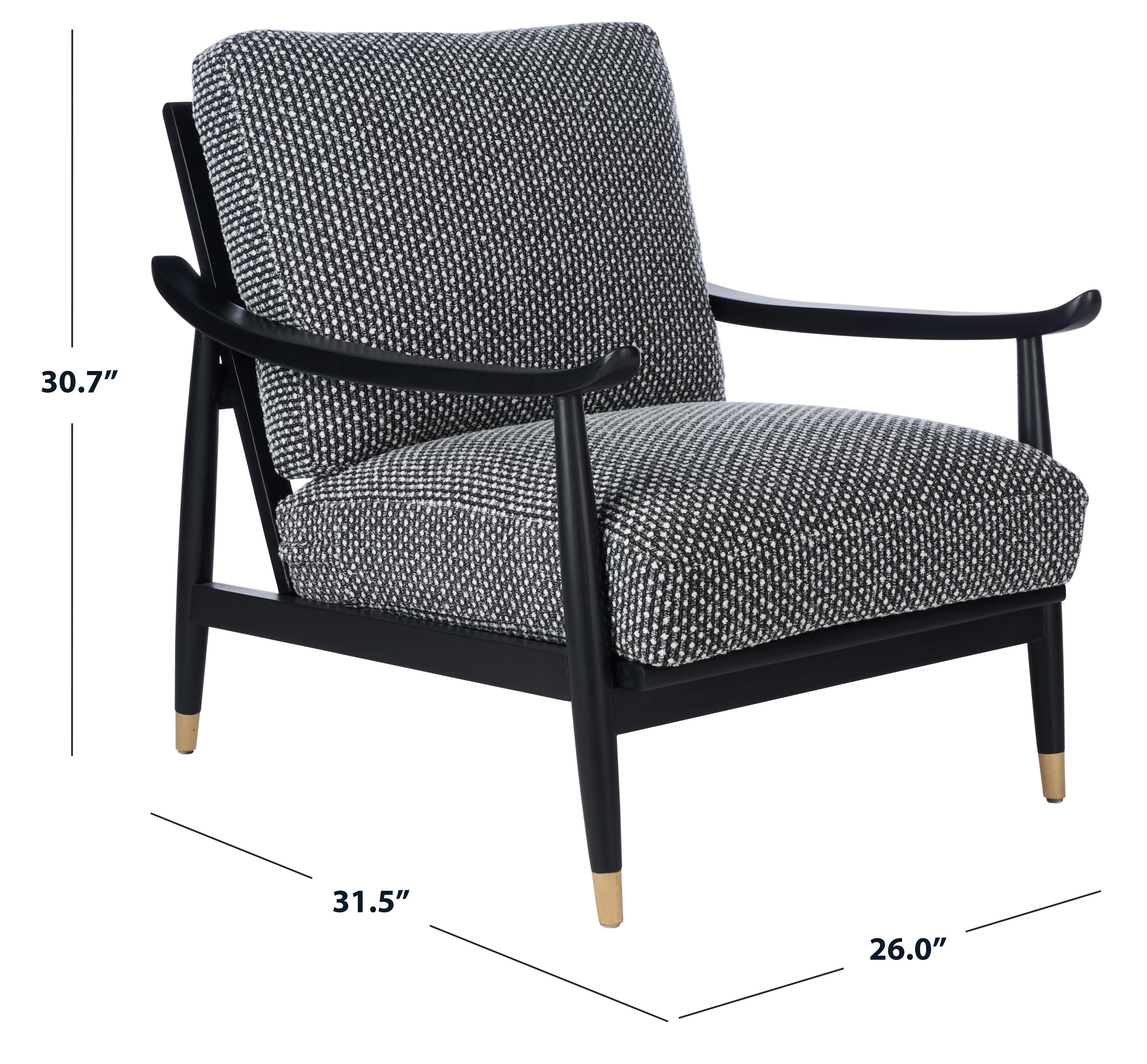 SAFAVIEH Couture Kiara Modern Linen Checkered Accent Chair, Black/White