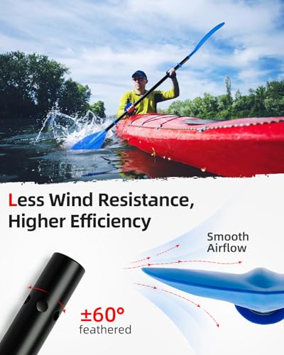 Abahub Adjustable Kayak Paddle 210-230 cm/ 230-250 cm Floating Kayaking Oars Boating Oars Canoeing Oars Black