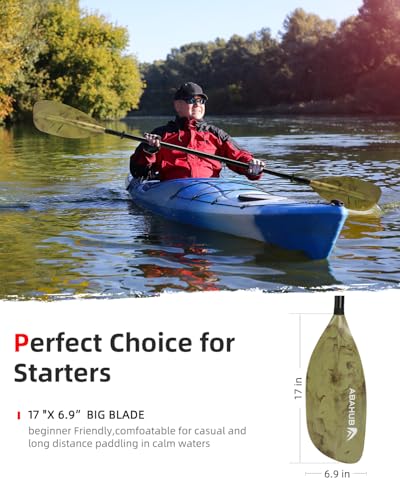 Abahub Adjustable Kayak Paddle 210-230 cm/ 230-250 cm Floating Kayaking Oars Boating Oars Canoeing Oars Black