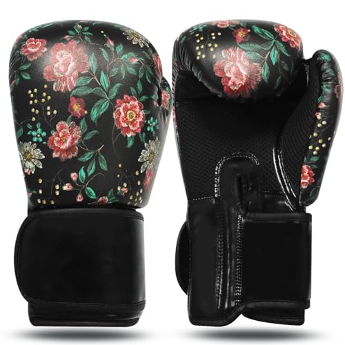 FINGER TEN Boxing Gloves Women Punching Sparring Kickboxing MMA Training Heavy Bag Glove Black Leather 8 10 12 14 16 oz for Womens