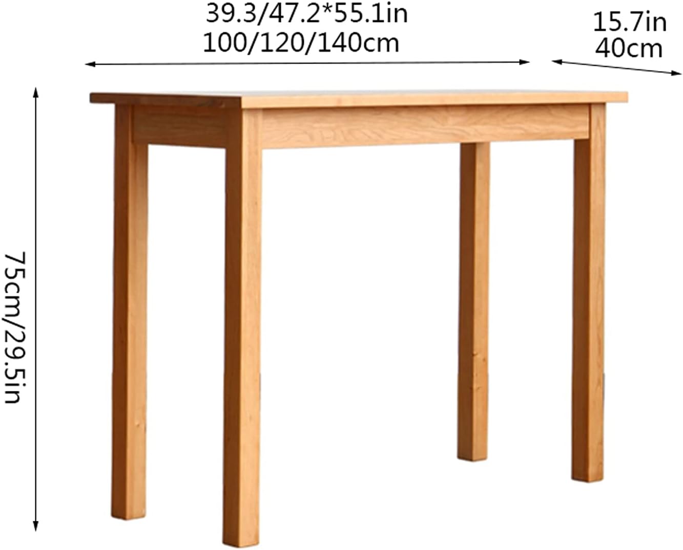 Computer Desk Home Narrow Wooden Desk 1.0/1.2/1.4 Meters Window Table Stable Writing Study Desk Simple Square Leg Cherry Wood Desk, Easy to Install Home Office Desks Pc Table ()