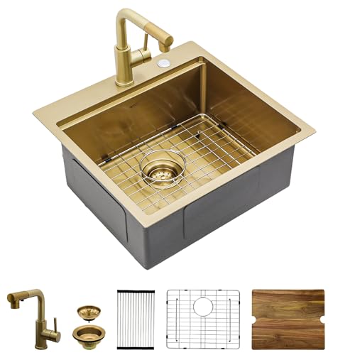 25 Inch Utility Laundry Sink Drop In 16 Gauge Stainless Steel Single Bowl Laundry Room Sink Laundry & Utility Room Kitchen Sinks 25