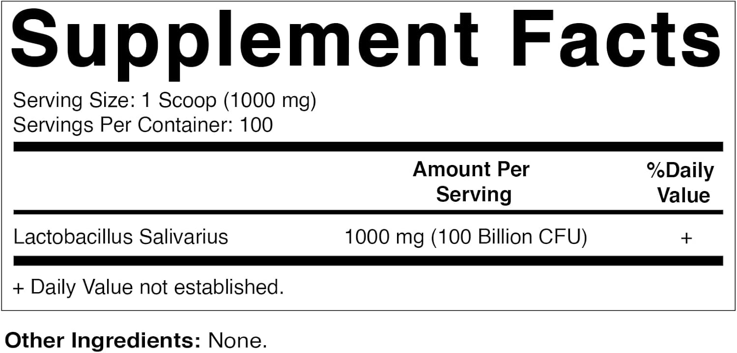 Vitamatic Lactobacillus Salivarius Probiotic Powder - Digestive Support - 100 Gram (3.5 OZ) - 100 Servings