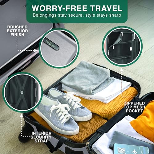 22 Inch Carry On Luggage 22x14x9 Airline Approved, Carry On Suitcase with Wheels, Hard-shell Carry-on Luggage, Durable Luggage Carry-On, Black Small Suitcase with Cosmetic Case