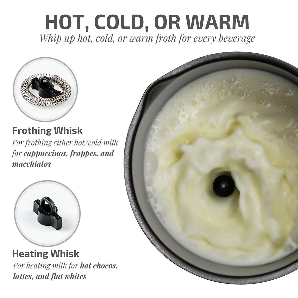 OVENTE Electric Stainless Steel Milk Frother and Steamer, Non Stick Milk Warmer, Black FR1208B