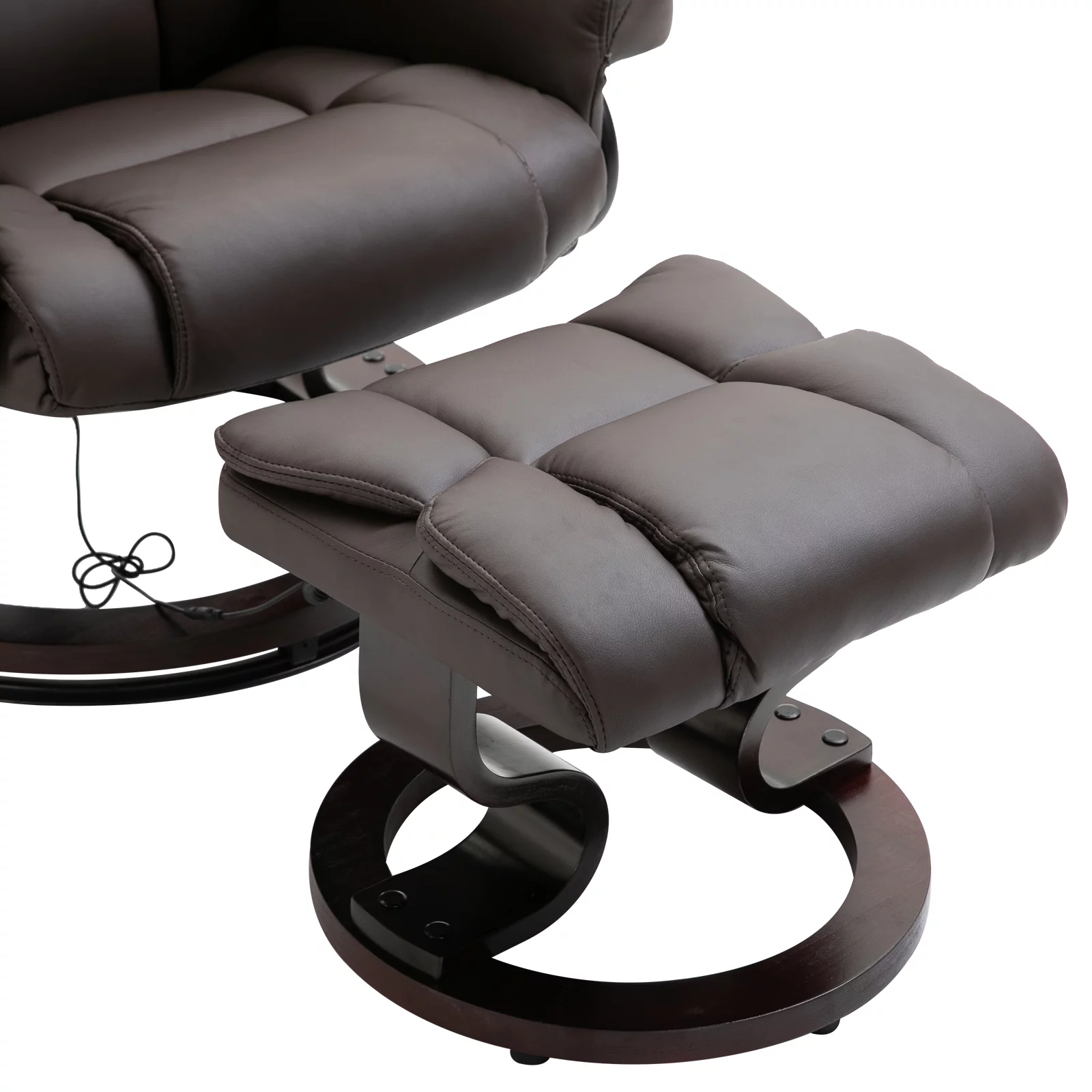 HOMCOM Massage Recliner Chair with Footrest, 10 Vibration Levels, Faux Leather, Brown