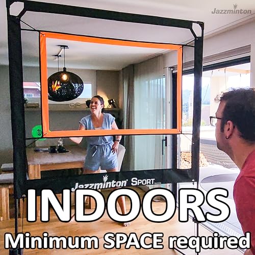 Jazzminton-Sport – The Original Paddle Game with Net for Indoors & Outdoors – Active, Joint-Friendly Family Fun – Like Badminton, Pickleball & Tennis with a Twist