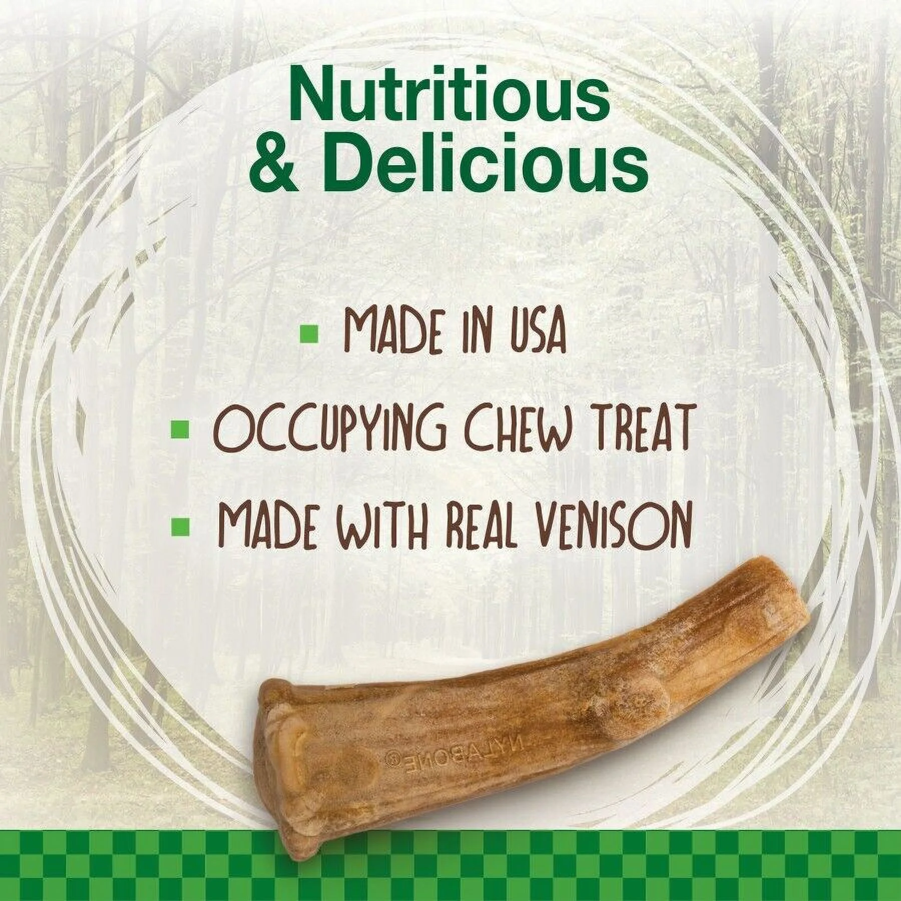 Nylabone Healthy Edibles Wild Antler Natural Dog Chew Treats, Venison (10 Chews)