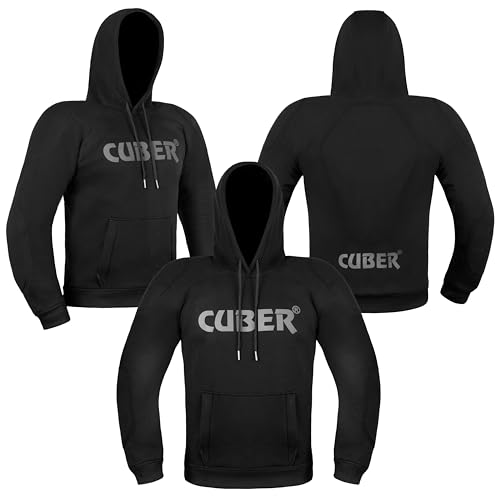 CUBER ARMORED MOTORCYCLE HOODIE FOR MEN & WOMEN,MOTORCYCLE SWEATSHIRT WITH ARMOR,POWERSPORTS PROTECTIVE RIDING BIKER JACKET