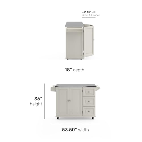 homestyles Mobile Kitchen Island Cart with Stainless Steel Top, Sage Green