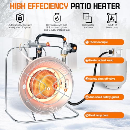 Multi-Use Portable Propane Heater/Cooker(Fuel not included), silver
