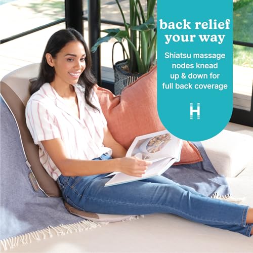 Homedics Shiatsu Massage Cushion with Heat for Full, Upper, and Lower Back, Deep Kneading Massager, Fits Most Chairs for Home or Office Use, Custom Comfort with 3 Zones for Targeted Control