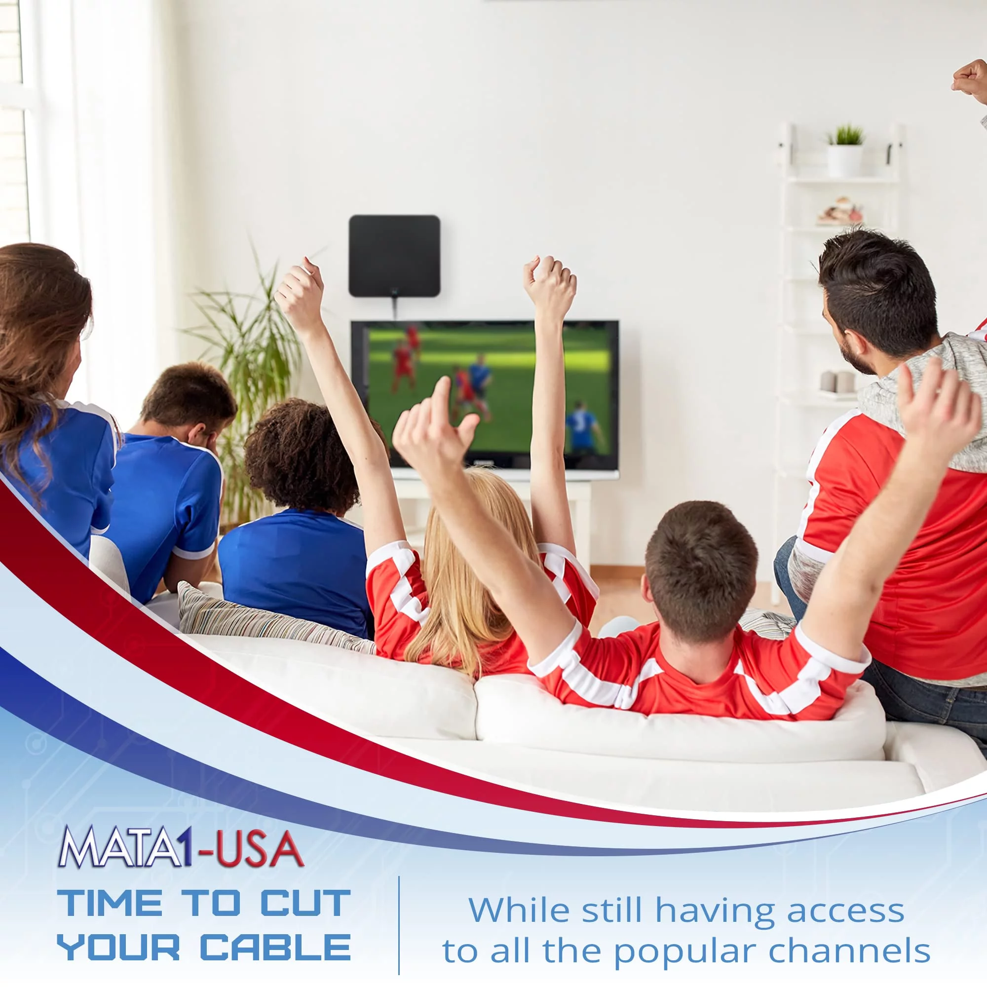 330 Mile Long Range HDTV Indoor Antenna [Early Release 2024 Chipset], Signal Booster W/ 16.5 ft Coax Cable by Mata1