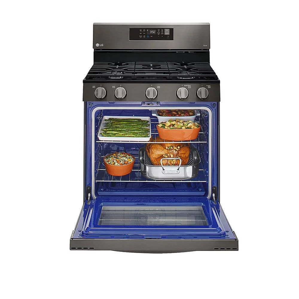 LG LRGL5823D 5.8 Cu. Ft. Black Stainless Gas Convection Smart Range with AirFry